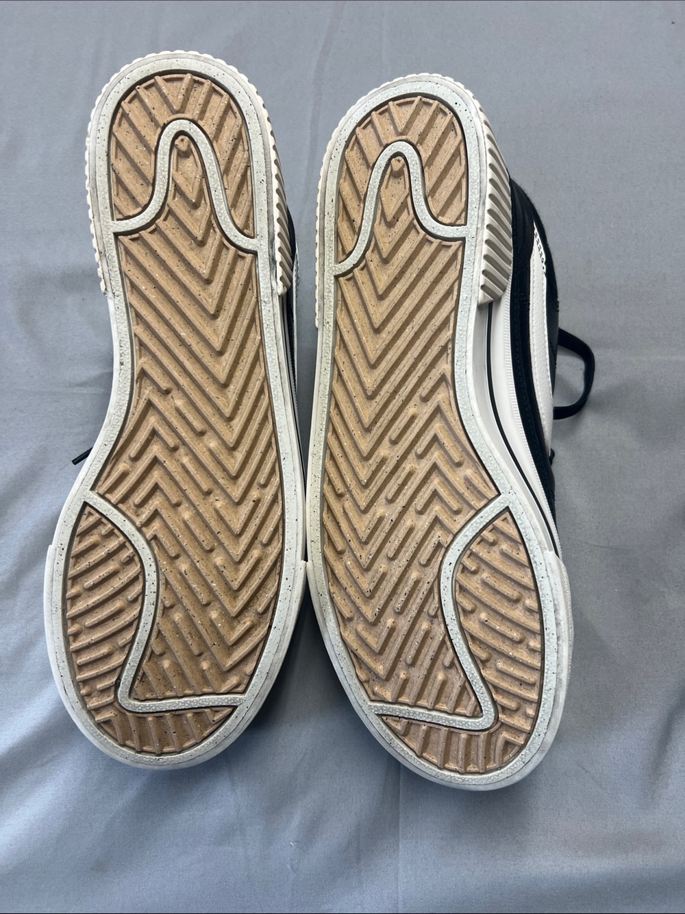 Nike Black Leather Low-Top Sneakers with White Sole and Silver Swoosh - Picture 3 of 10